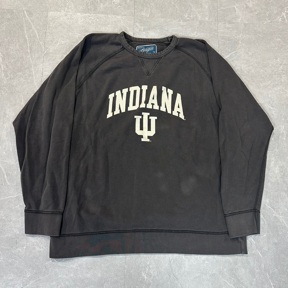 League Indiana University Hoosiers Sweatshirt Mens 2XL Gray Vintage Wash Fleece